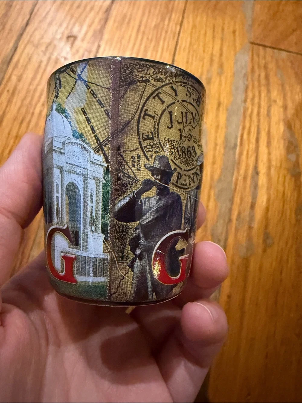 Gettysburg Patriotic Shot Glass with Vintage Print